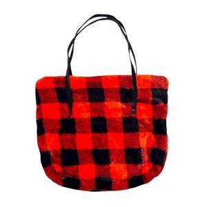Red Black Buffalo Plaid Tote Bag Purse NWT